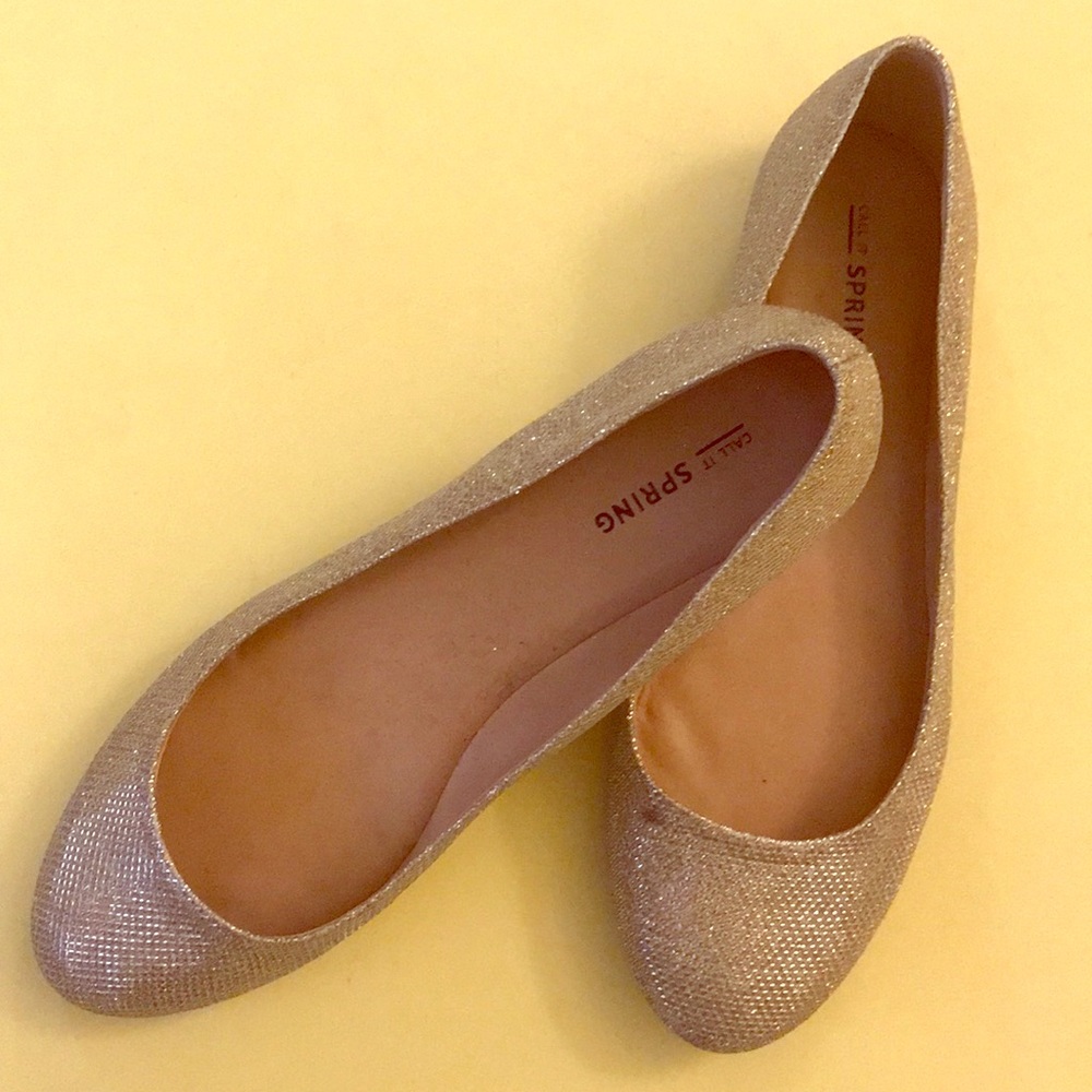 Gold glitter ballerina flats